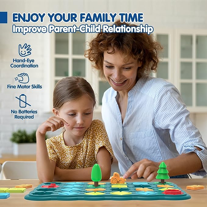 Kids Toys STEM Board Games – Smart Logical Road Builder Brain Teasers Puzzles for 3 to 4 5 6 7 Year Old Boys Girls, Educational Montessori Birthday Gifts for Ages 3-5 4-8 Preschool Classroom Learning