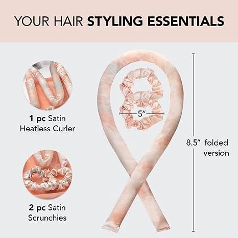 Kitsch Satin Heatless Curling Set – Hair Rollers for Heatless Curls | Heatless Hair Curlers & Hot Rollers | Hair Curlers to Sleep in | Heatless Curling Rod Headband | Heatless Curler (SunsetTieDye)