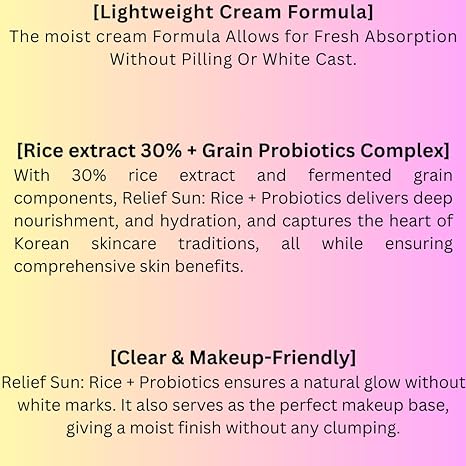 Relief Sun: Rice + Probiotics Set (50ml*2ea) | Facial sunscreen SPF 50+ PA++ | Korean Skincare | Korean Sunscreen | Face sunscreen | Facial Moisturizer with spf | Non-Greasy | No White Cast