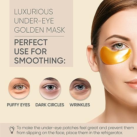 Under Eye Patches (60 Pairs) – Golden Under Eye Mask Amino Acid & Collagen, Under Eye Mask for Face Care, Eye Masks for Dark Circles and Puffiness, Under Eye Masks for Beauty & Personal Care