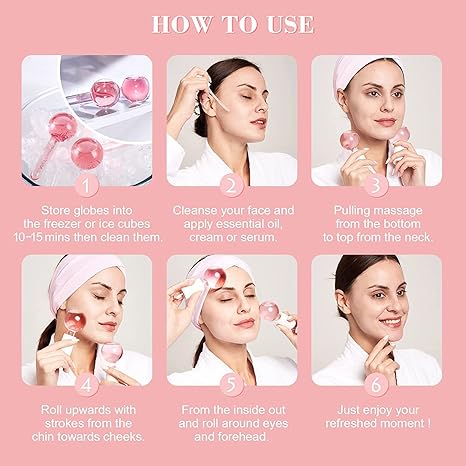 slashome Ice Globes for Facials, Globes, Face Massager, Tools, Facial Cooling Neck & Eyes, Daily Beauty, Tighten Skin, Anti Ageing, Reduce Puffy and Wrinkle
