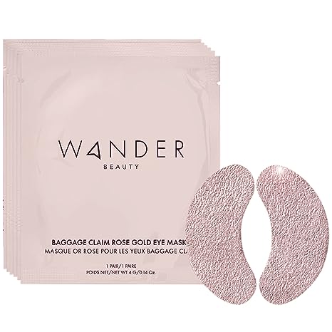 Wander Beauty Baggage Claim – Gold Foil Under Eye Patches For Dark Circles and Puffiness – Under Eye Mask Depuffs & Firms – Brightening Eye Mask for Under Eye Bags (6 Pairs)
