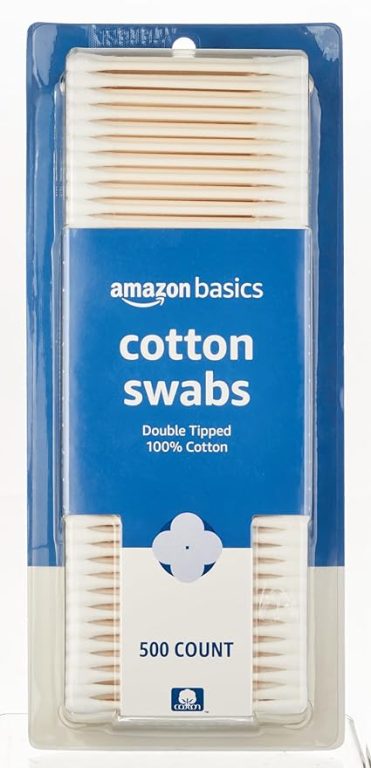 Amazon Basics Cotton Swabs, 2000 Count (4 Packs of 500) (Previously Solimo)