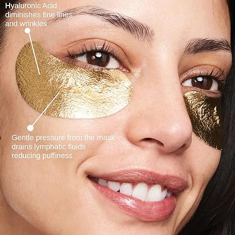 Wander Beauty Baggage Claim – Gold Foil Under Eye Patches For Dark Circles and Puffiness – Under Eye Mask Depuffs & Firms – Brightening Eye Mask for Under Eye Bags (6 Pairs)