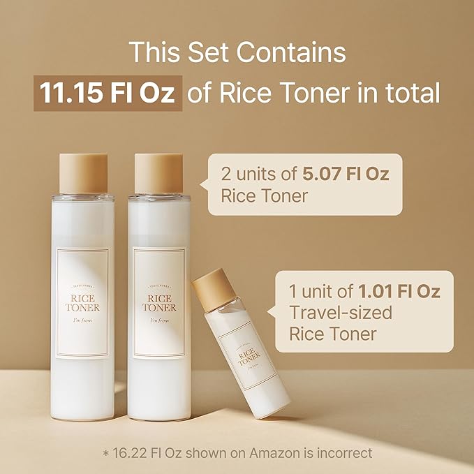 I’m From Rice Toner Special Set 11.15 Fl Oz, Limited Edition, Hydrating for Dry Skin, Vegan, Alcohol Free, Fragrance Free, Peta Approved, K Beauty Toner