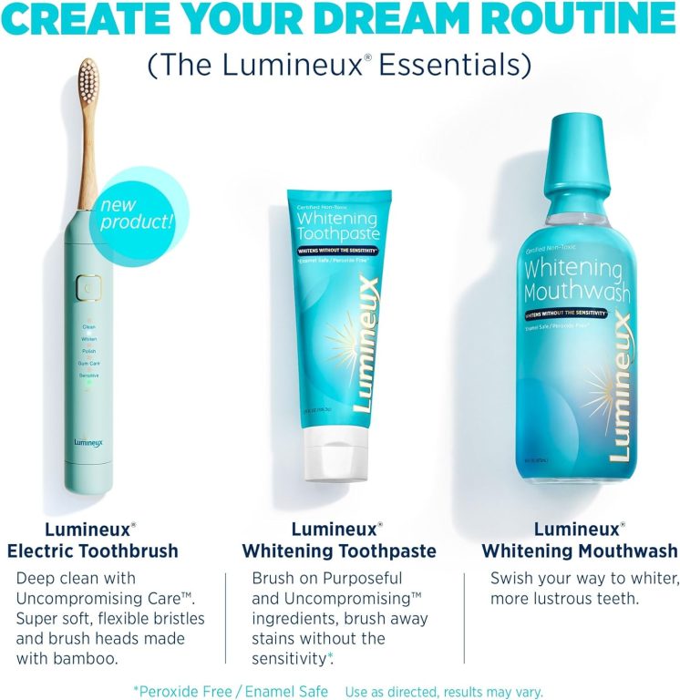 Lumineux Electric Toothbrush for Adults – Bamboo Heads – Includes 2 Super Soft Bristle Bamboo Tooth Brush Heads, Charging Station & USB Charge Cord – Rechargeable