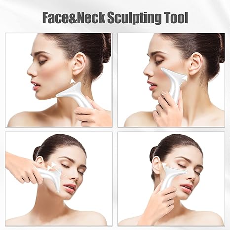 Aikertec Neck Face Massager, Electric Face and Neck Lifting Face Contouring Tool with 3 Colors of LED, Heating and Vibrating Skin Rejuvenating Beauty Device to Lift and Tighten Sagging Skin (White)