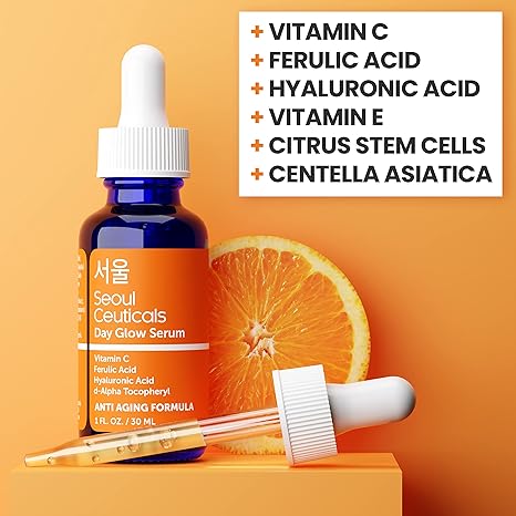 SeoulCeuticals Korean Skin Care 20% Vitamin C Hyaluronic Acid Serum + CE Ferulic Acid – Potent Anti Aging, Anti Wrinkle Korean Beauty 1oz