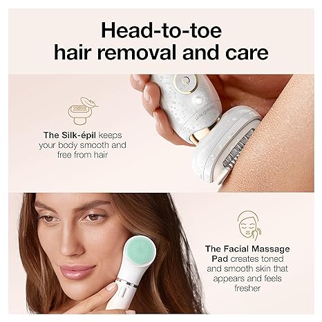 Braun Epilator Silk-épil 9 Flex 9-300 Beauty Set, Facial Hair Removal for Women, Hair Removal Device, Shaver & Trimmer, Cordless, Rechargeable, Wet & Dry, FaceSpa