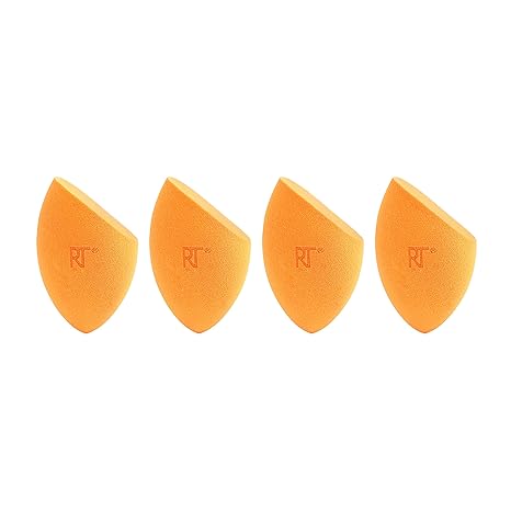 Real Techniques Miracle Complexion Sponge, Makeup Blending Sponge, For Foundation, Offers Light To Medium Coverage, Natural, Dewy Makeup, Orange Sponge, Packaging May Vary, 4 Count