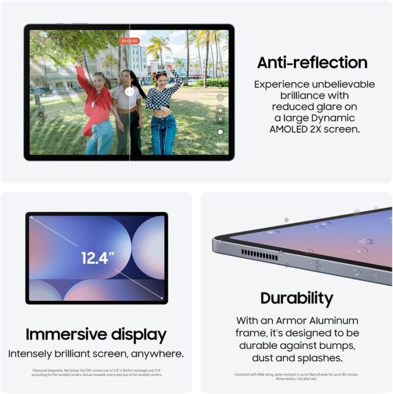 SAMSUNG Galaxy Tab S10+ Plus 12.4†256GB, Android Tablet, Circle to Search, Sketch to Image, Durability, Long Battery Life, AMOLED 2X Screen, S Pen Included, US Version, 2024, Moonstone Gray