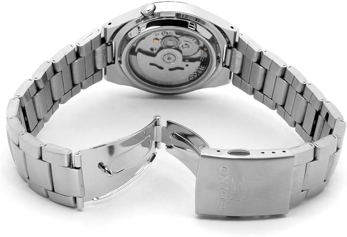 Seiko Men’s 5′ Japanese Automatic Stainless Steel Casual Watch, Color: Black dial (Model: SNK617)