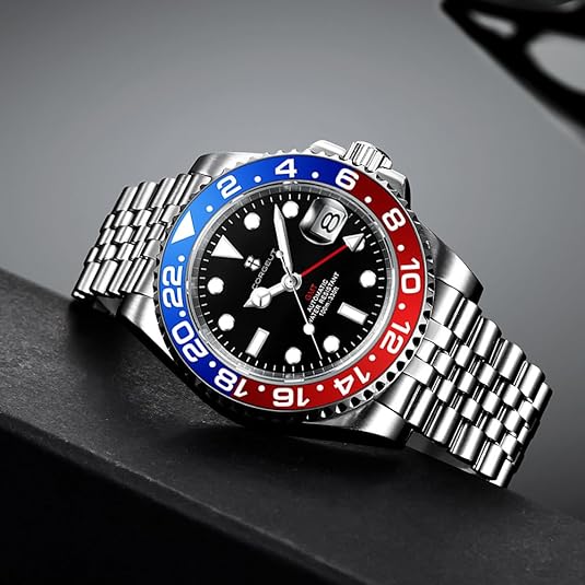 Corgeut GMT Watches for Men Luxury Men’s Automatic Mechanical Watch Date Display relojes para Hombres Japanese Movement 10ATM Waterproof 6001G-A
