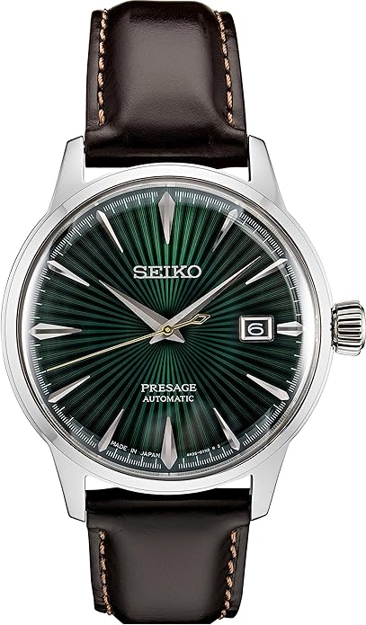 SEIKO Automatic Watch for Men – Presage Cocktail Time – Patterned with Golden Numerals and Date Calendar, 50m Water-Resistant