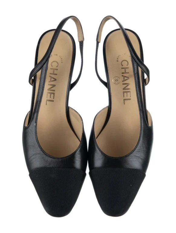 Chanel Interlocking CC Logo Lambskin Slingback Pumps Women’s Size: 5 | IT 35