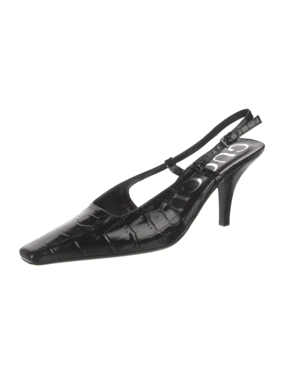 Gucci Embossed Leather Slingback Pumps Women’s Size: 7.5 | IT 37.5