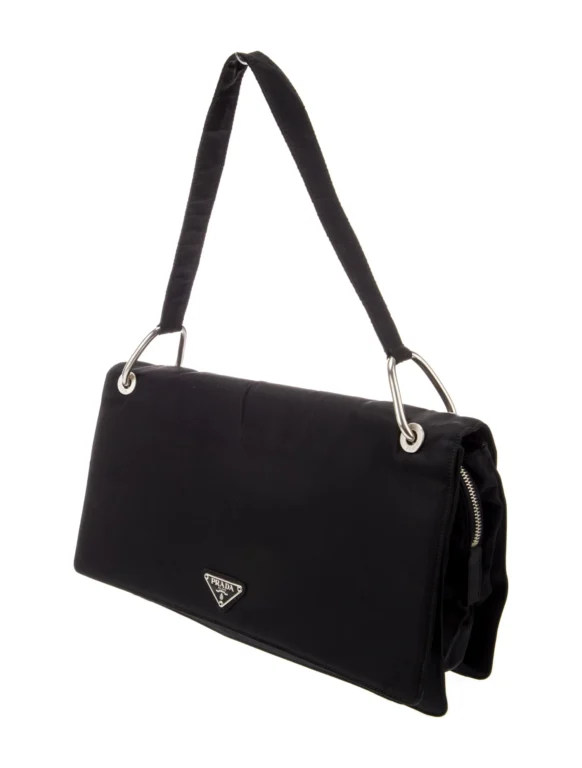 Prada Enameled Metal Triangle Shoulder Bag